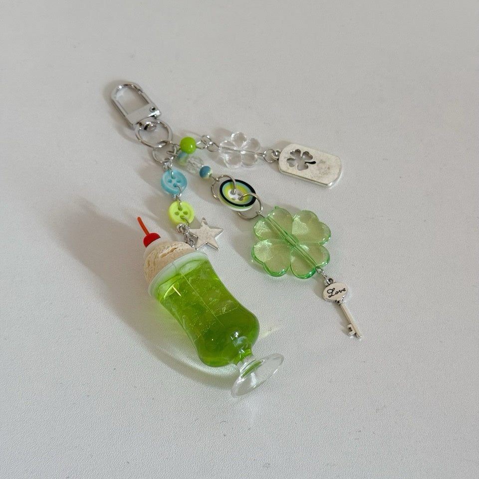 Green Cream Soda Clover Keychain