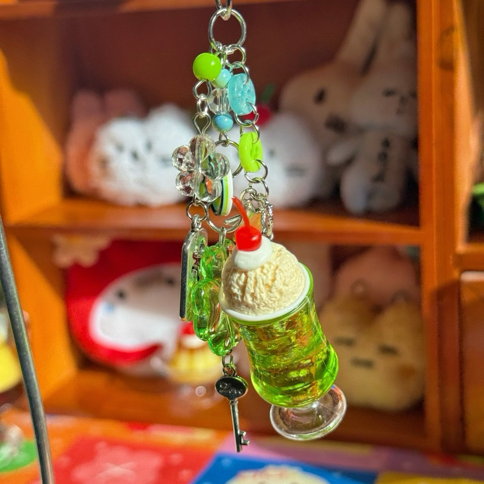 Green Cream Soda Clover Keychain