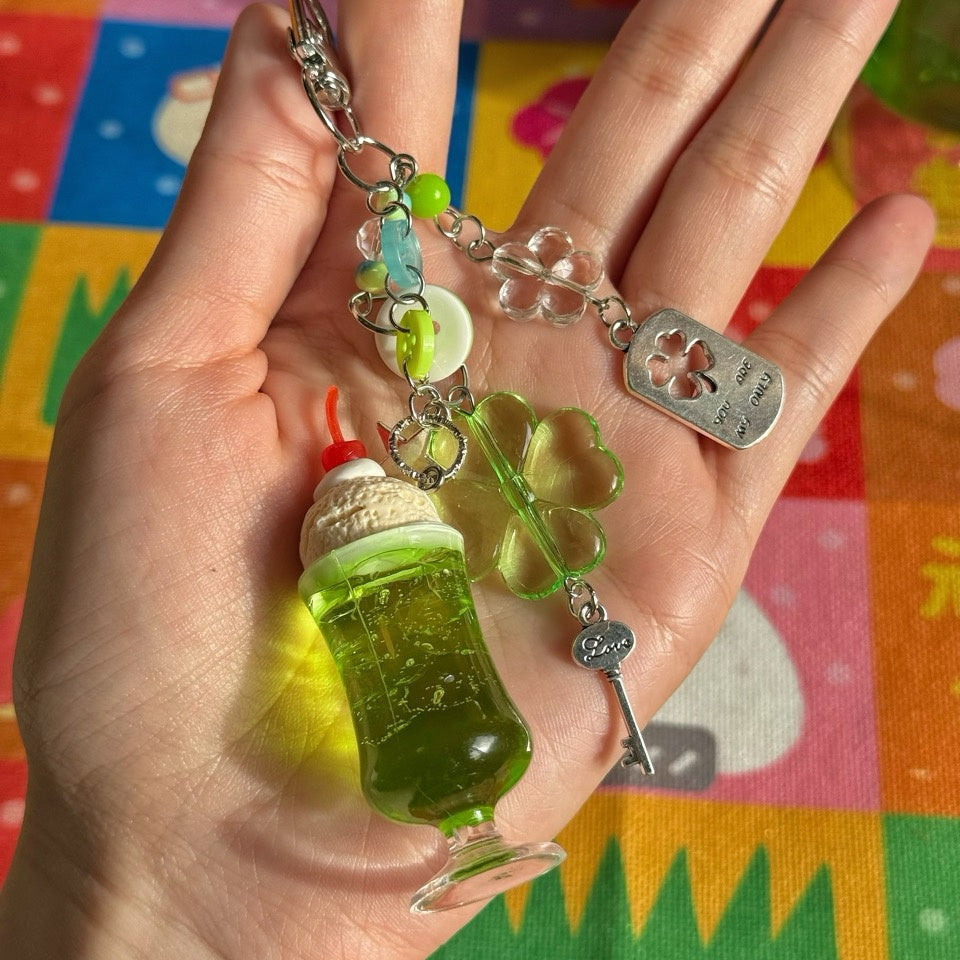 Green Cream Soda Clover Keychain